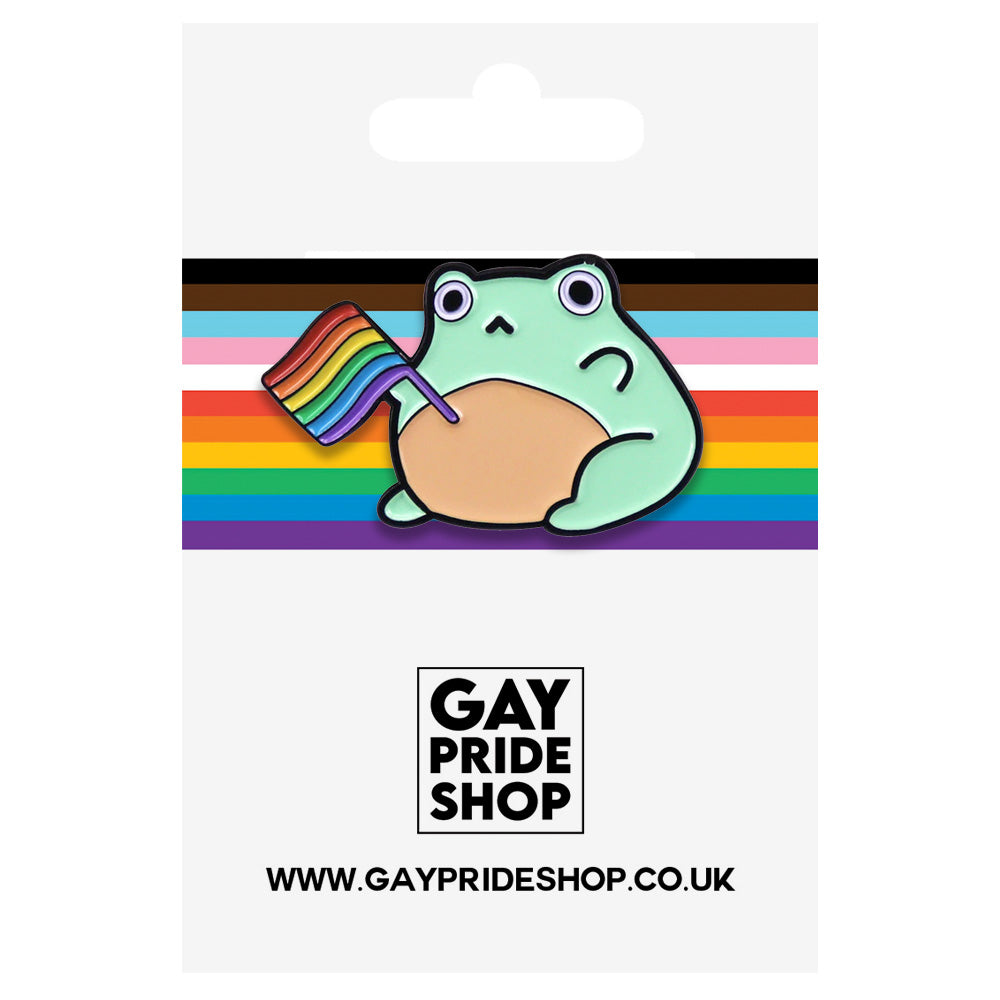 Cute Frog & Rainbow Flag Enamel Pin