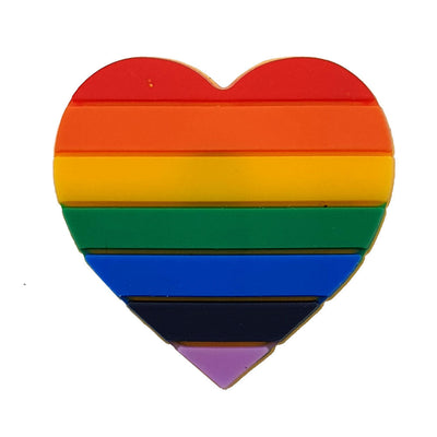 Gay Pride Rainbow Silicone Heart Pin Badge