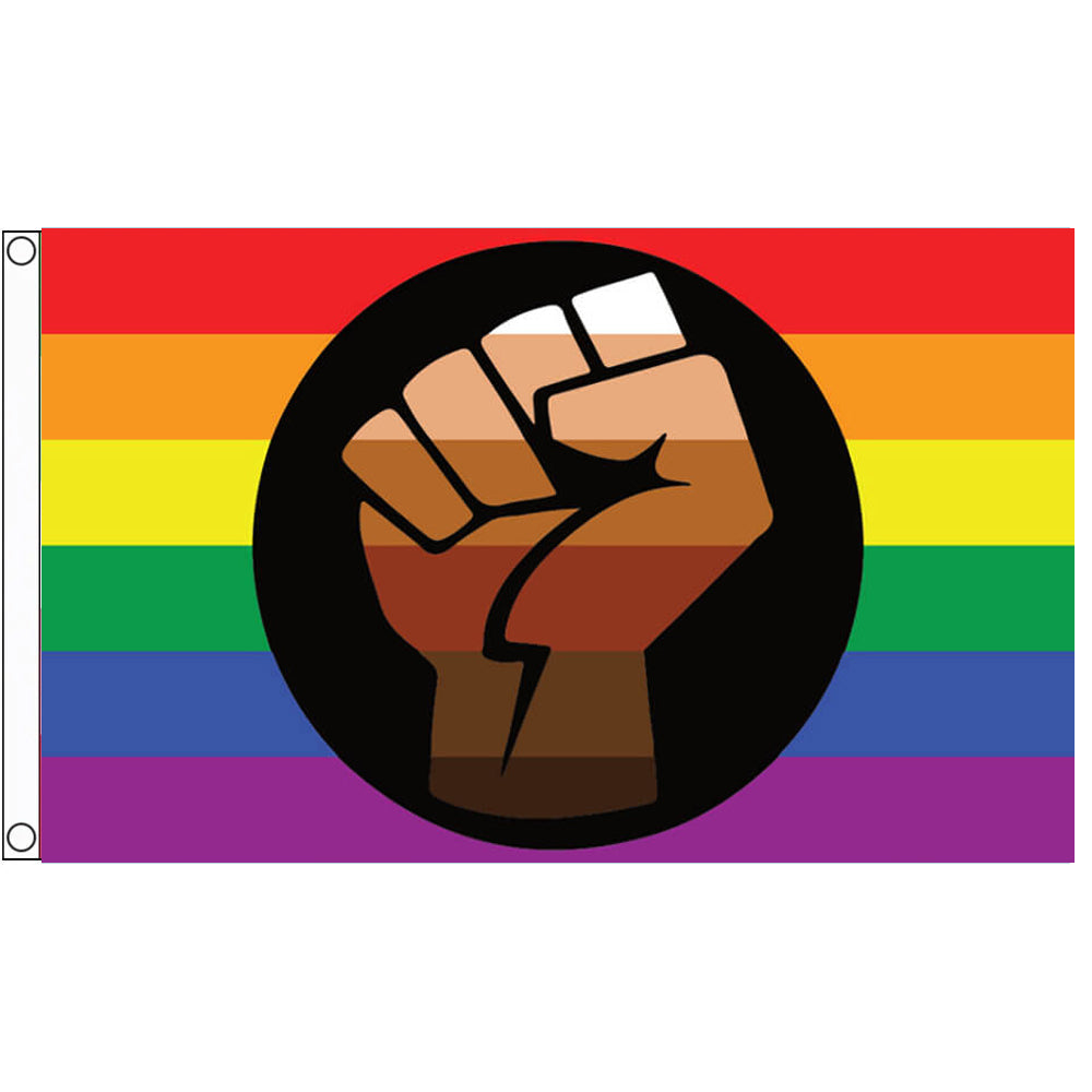 Rainbow Solidarity QPOC (Queer People Of Colour) Flag (5ft x 3ft Premium)