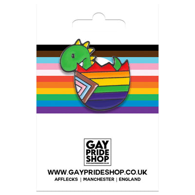 Progress Pride Baby Dinosaur In Egg Enamel Pin