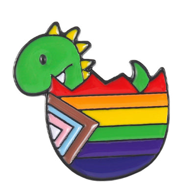 Progress Pride Baby Dinosaur In Egg Enamel Pin