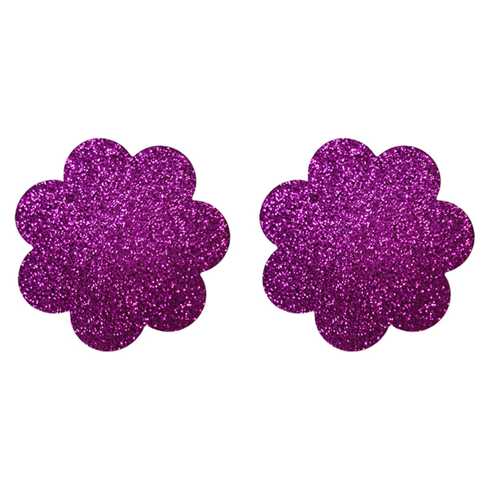 Nipple Pasties - Purple Glitter Petals