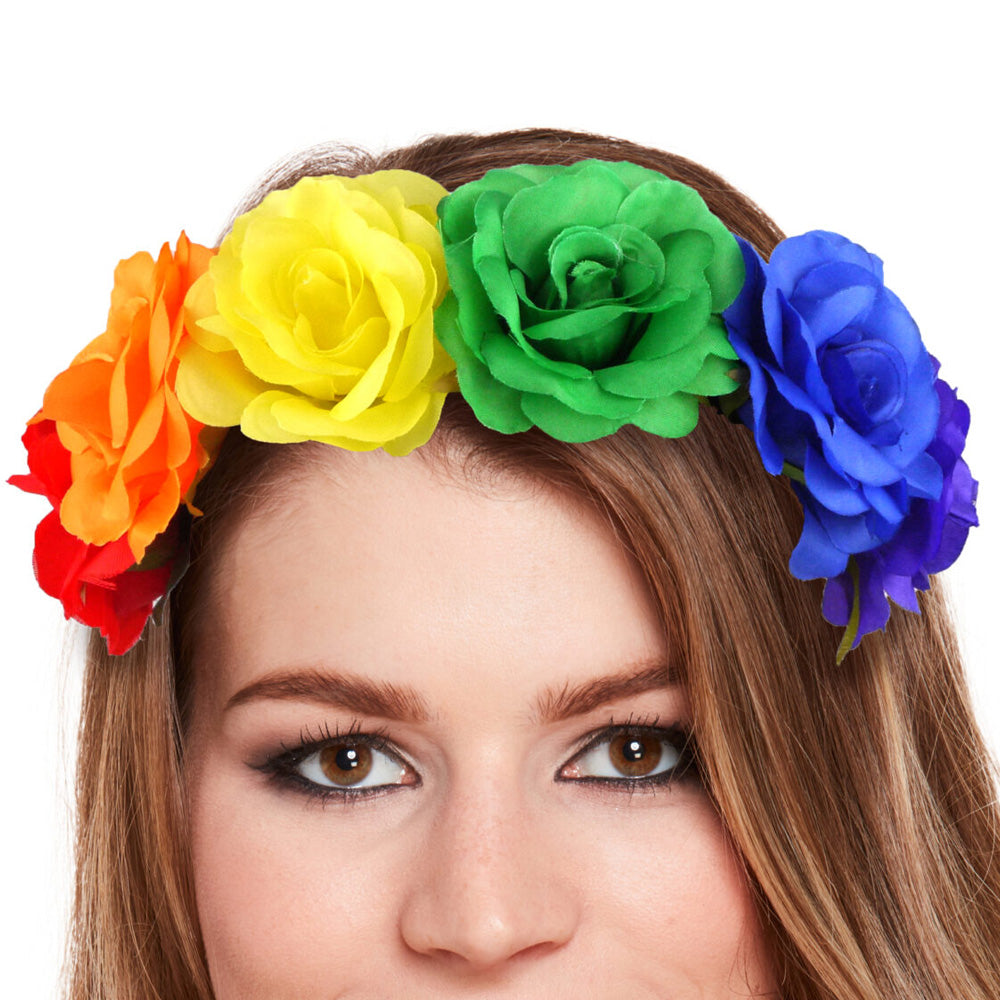 Gay Pride Rainbow Flower Headband