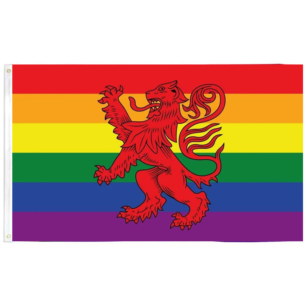 Lion Rampant Rainbow Flag (5ft x 3ft Premium) – www.gayprideshop.co.uk