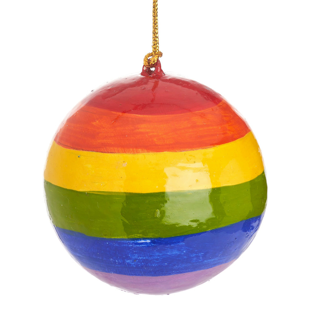 LGBTQ+ Christmas Decoration - Papier Mache Round Bauble