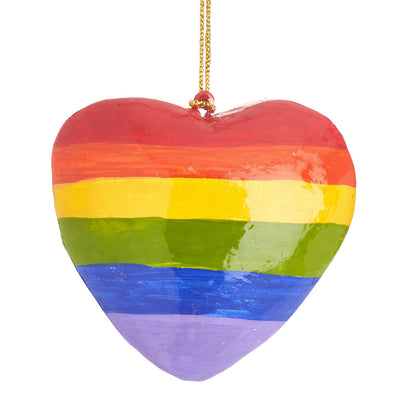 LGBTQ+ Christmas Decoration - Papier Mache Heart Shaped Bauble