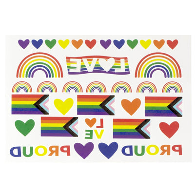 Gay Pride Rainbow Temporary Tattoos (46 Tattoos x 2 Sheets)