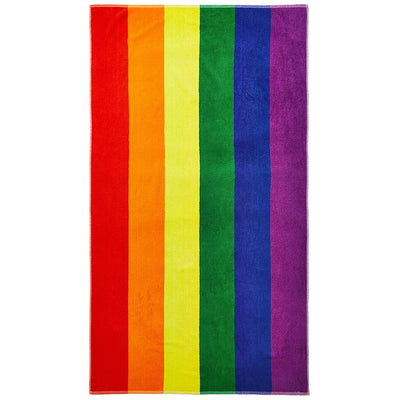 Jumbo Sized Cotton Beach/Bath Towel - Gay Pride Rainbow Flag