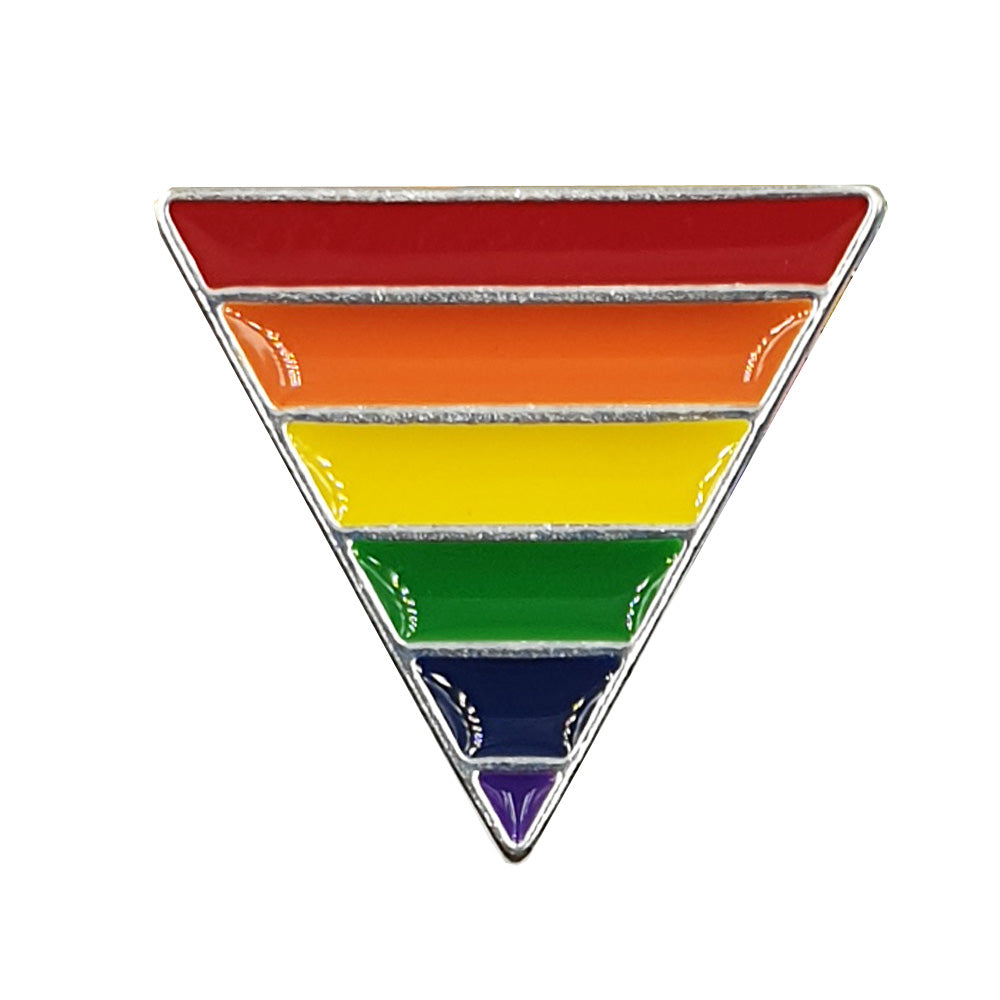 Gay Pride Rainbow Flag Silver Plated Triangle Badge