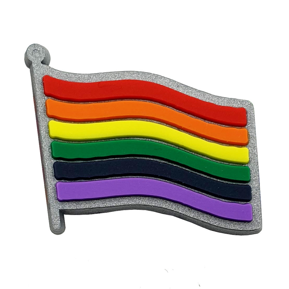 Gay Pride Rainbow Silicone Waving Flag Pin Badge