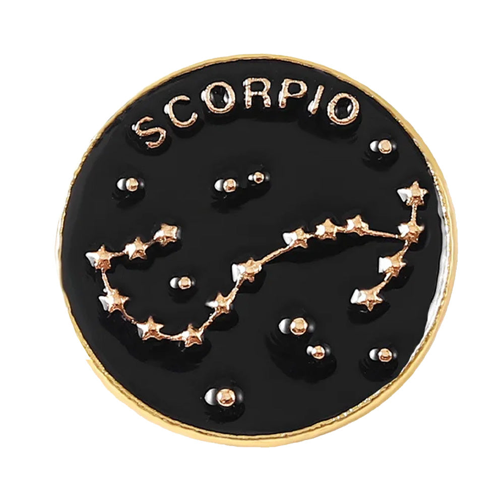 Star Sign Round Metal Lapel Pin - Scorpio