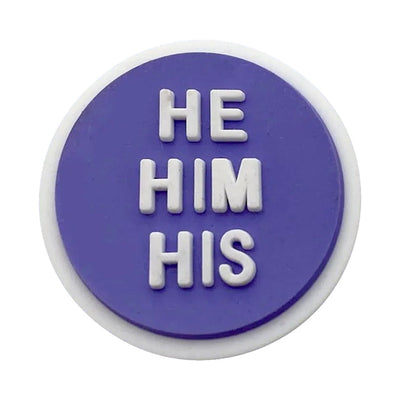 Pronoun He Him His Embossed Silicone Pin Badge (Lilac)