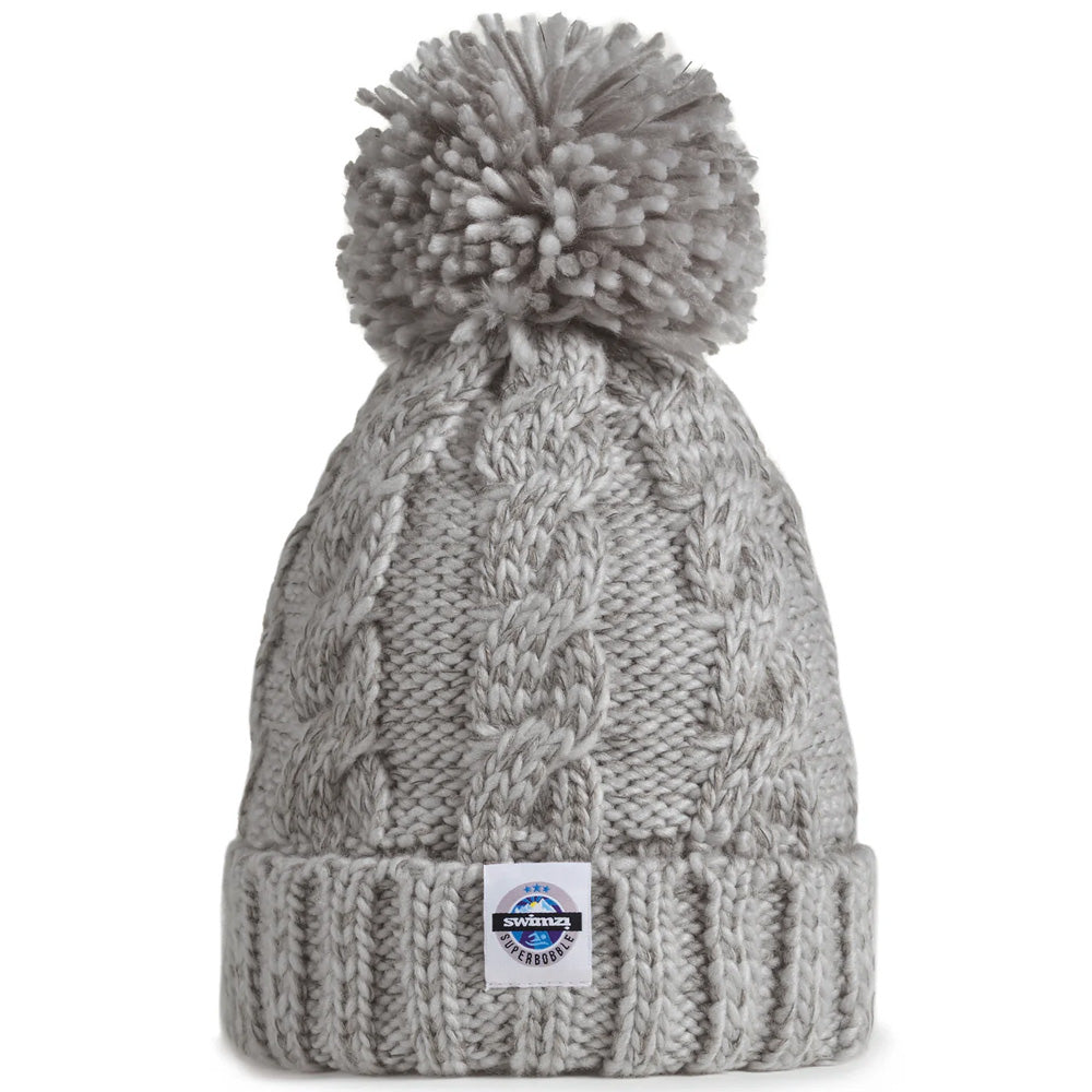 Reflective SuperBobble Hat - Silver/Grey Cable Knit