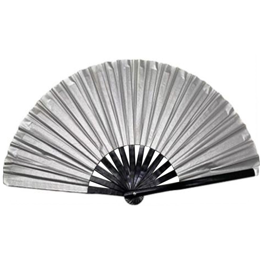 Silver Holographic Fabric Fan - Large 33cm