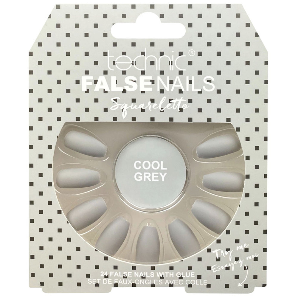 Technic False Nails - Squareletto Cool Grey