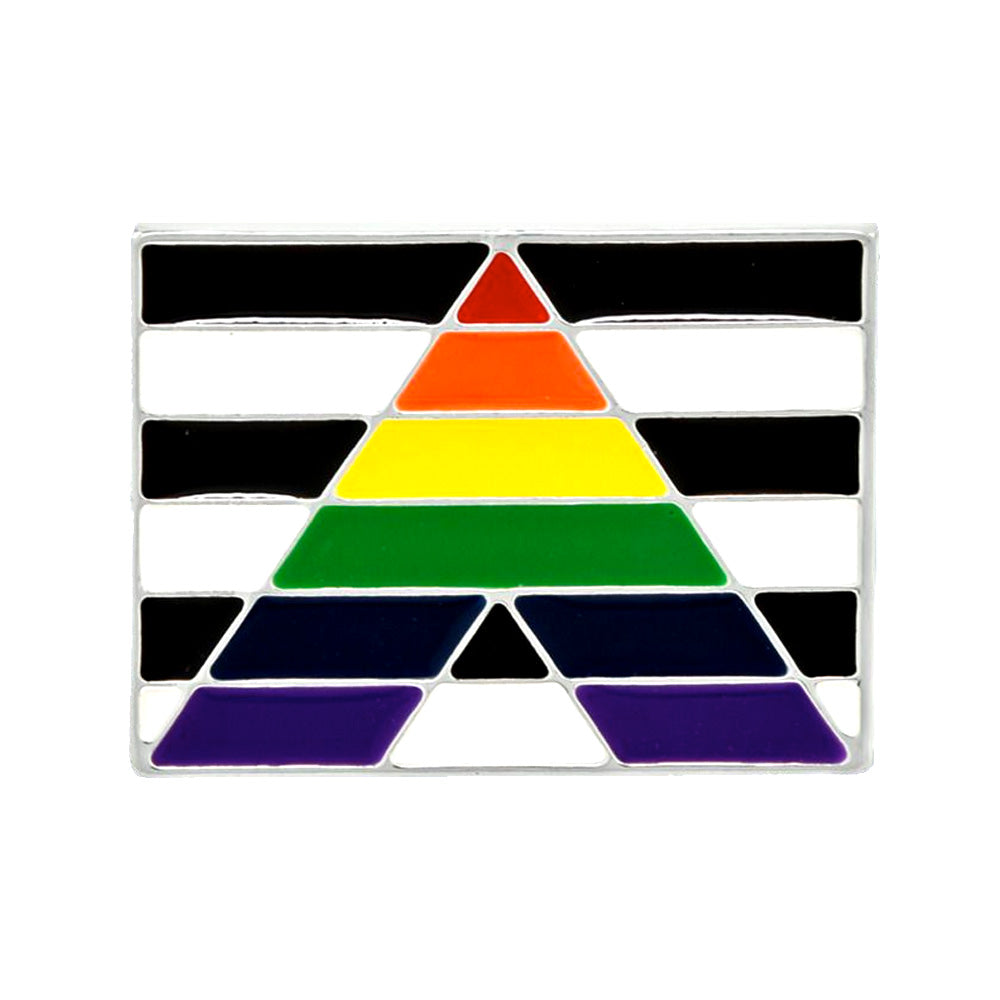 Straight Ally Flag Silver Plated Pin Badge