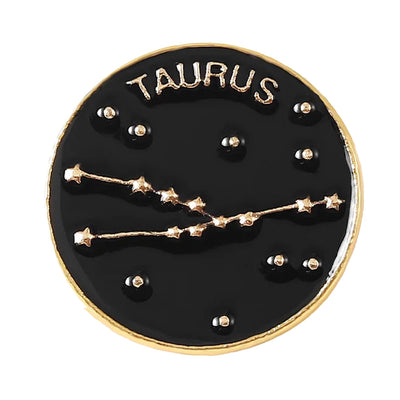 Star Sign Round Metal Lapel Pin - Taurus