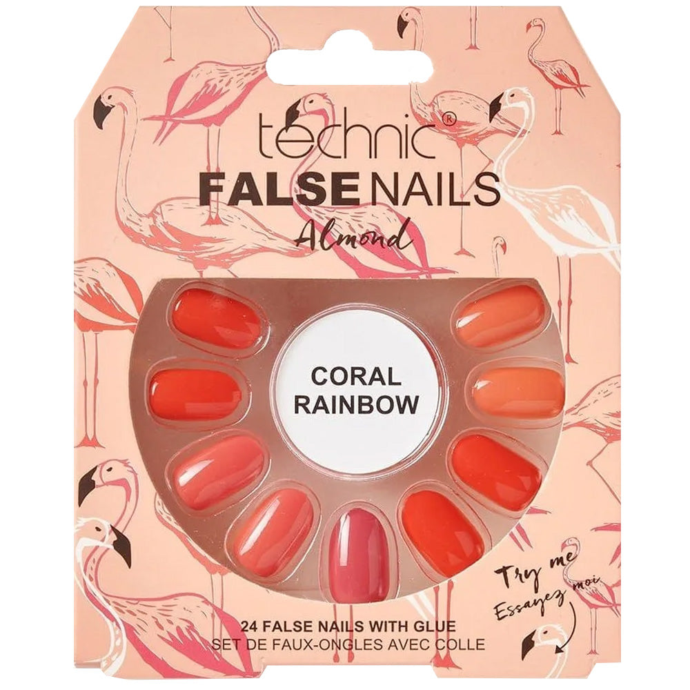 Technic False Nails - Almond Coral Rainbow