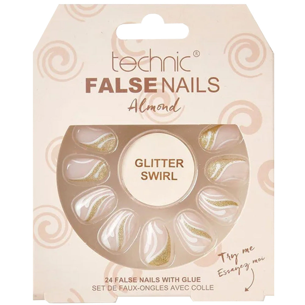 Technic False Nails - Almond Glitter Swirl