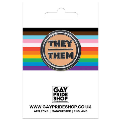 Pronoun They/Them Round Metal & Enamel Pin (Peach)