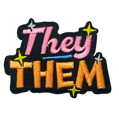 Pronoun They Them (Purple/Orange) Embroidered Iron-On Patch