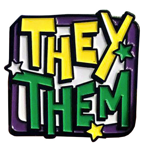 Pronoun They/Them Enamel Pin (Yellow/Green/Purple)