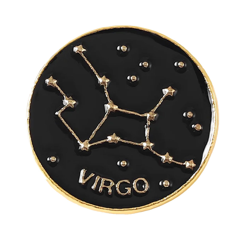 Star Sign Round Metal Lapel Pin - Virgo