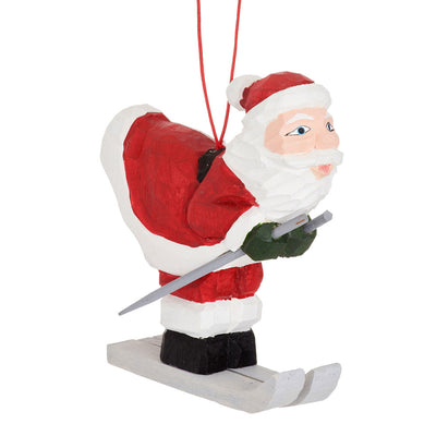 Wooden Skiing Santa Decoration