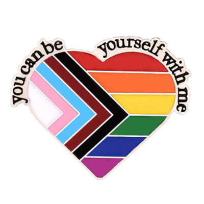 Progress Pride Heart - You Can Be Yourself With Me Enamel Pin