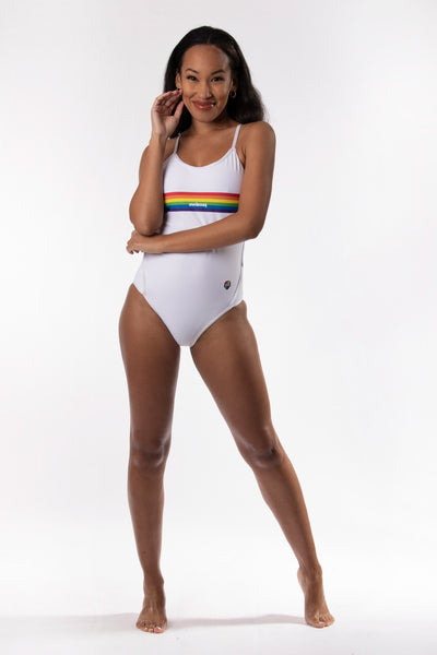 Prequal Female Fit Gay Pride Rainbow One Piece Swim Costume