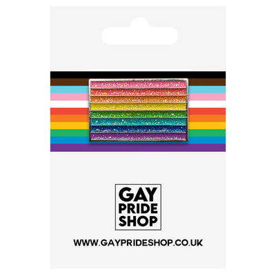 1978 Original Gay Pride Rainbow Metal Rectangle Lapel Pin Badge - Glitter Version