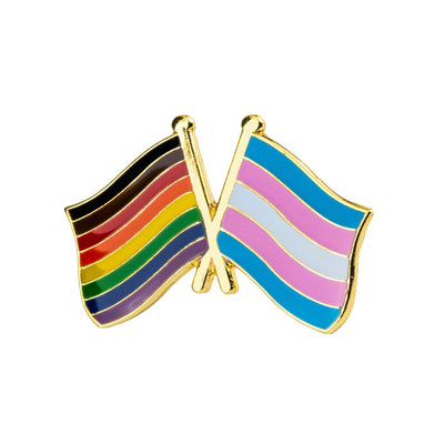 8 Colour Rainbow & Transgender Mini Gold Metal Waving Flags Lapel Pin Badge