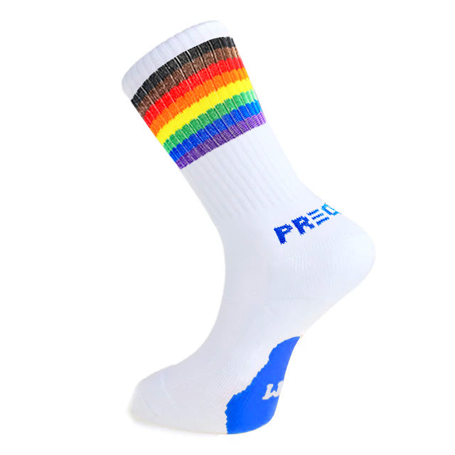 Athletic Fit Slider Socks - 8 Colour Gay Pride Rainbow (Brown & Black Stripes)