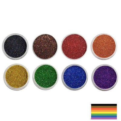 Gay Pride Rainbow 8 Colour (Includes Black/Brown) - Holographic Glitter Set