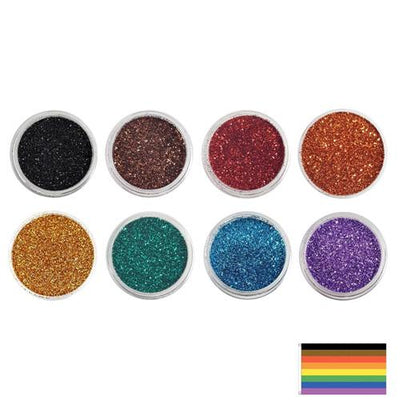 Gay Pride Rainbow 8 Colour (Includes Black/Brown) - Metallic Glitter Set