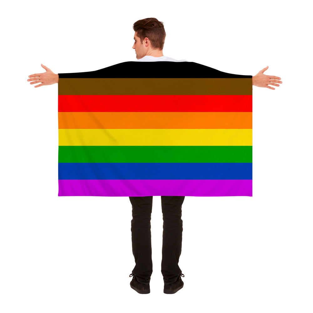 Gay Pride Rainbow (8 Colour) Flag Cape With Sleeves