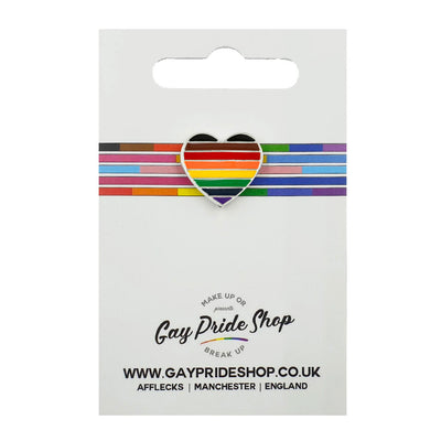 8 Colour Gay Pride Rainbow Flag Silver Plated Heart Pin Badge
