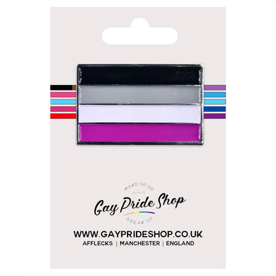 Asexual Pride Flag Silver Metal Rectangle Lapel Pin Badge