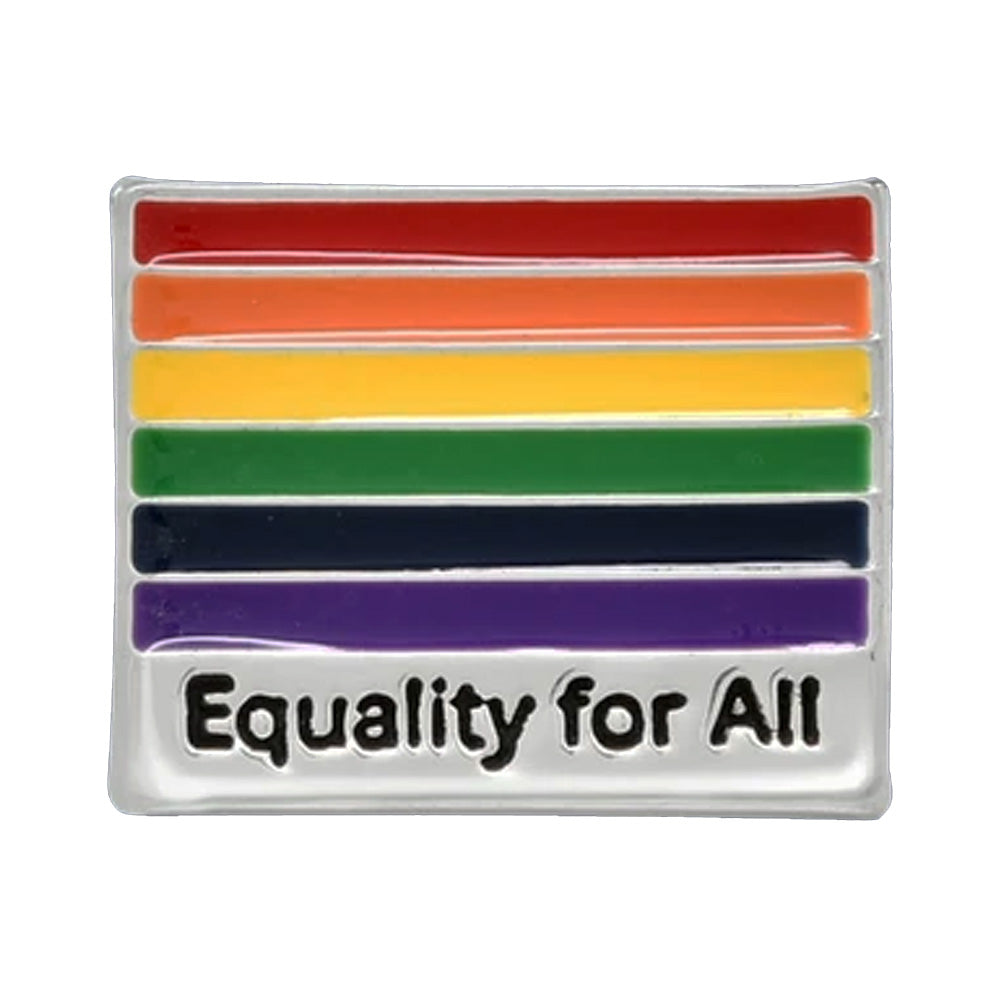 Gay Pride Rainbow Flag Silver Plated Pin Badge (Equality For All)