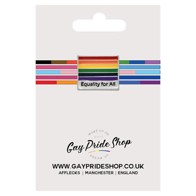 Gay Pride Rainbow Flag Silver Plated Pin Badge (Equality For All)