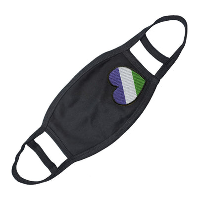 Cotton Water Repellant Face Mask - Embroidered Genderqueer Heart Patch