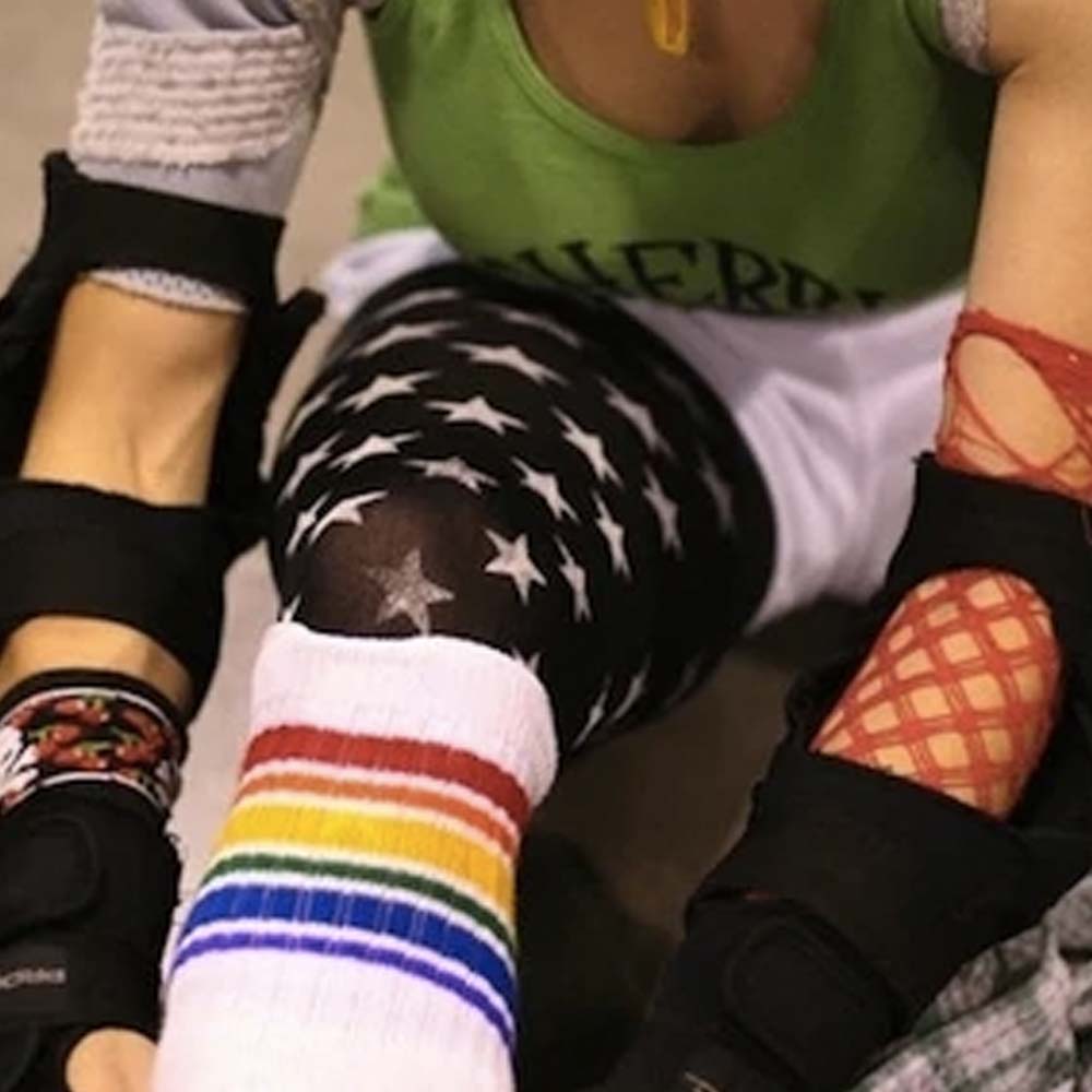Pride Socks - Fearless Rainbow Tube Socks White (Over The Knee)