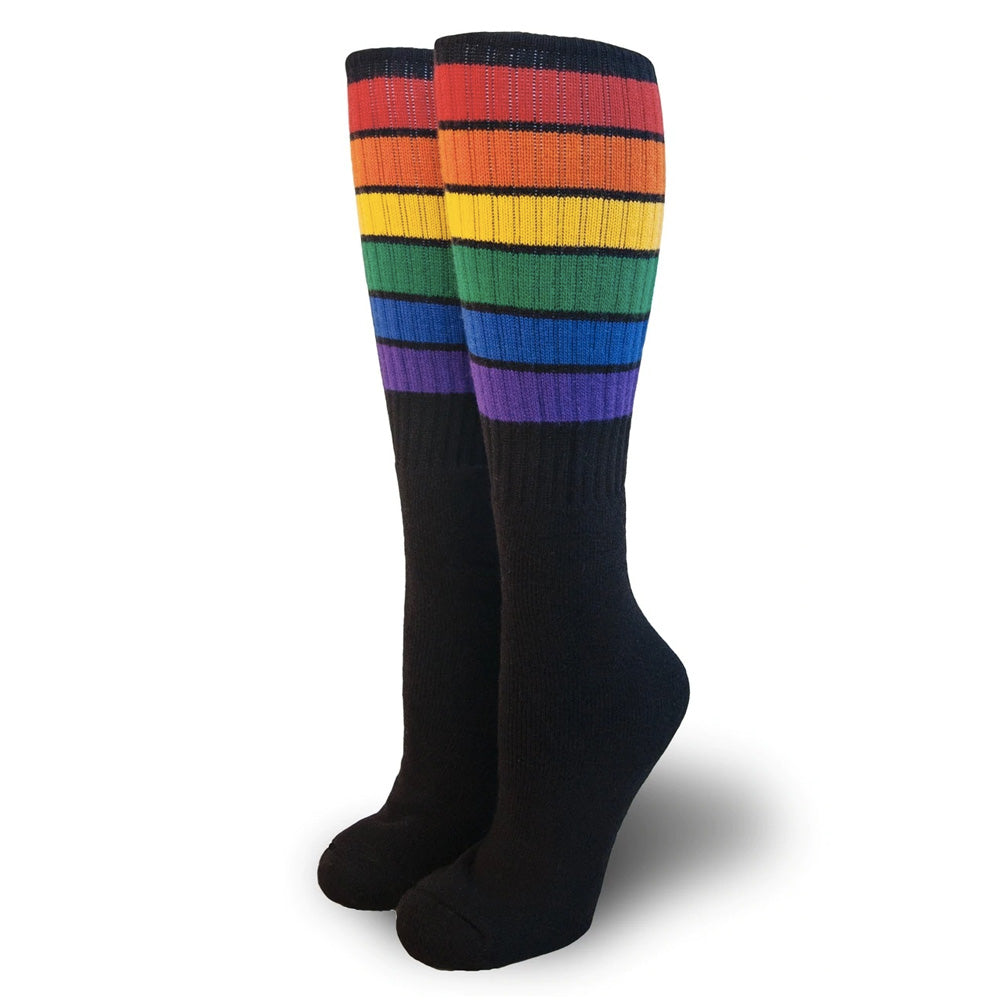 Pride Socks - Glow Rainbow Tube Socks Black (Knee High) – www ...