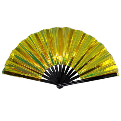 Iridescent Bamboo Cracking Fan - Large 33cm (Gold)