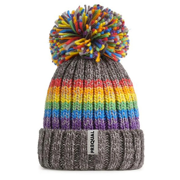 Gay Pride Rainbow Luxury Super Sherpa Reflective Bobble Hat - Graphite
