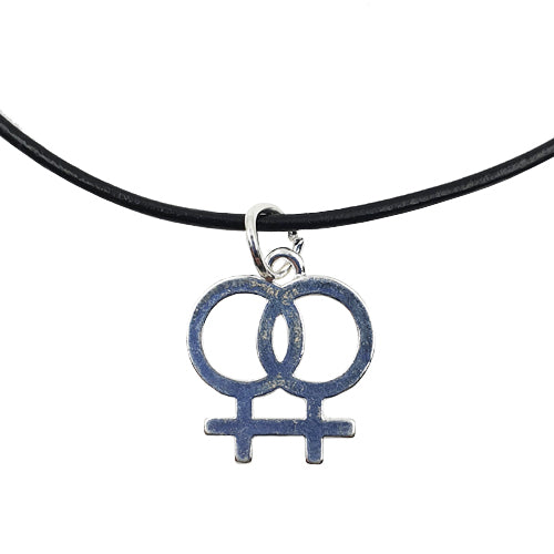 Lesbian Double Venus Symbol Silver Plated Necklace
