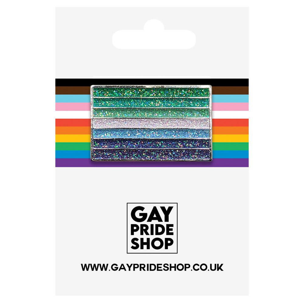 Gay Male / MLM (Men Loving Men) Metal Rectangle Lapel Pin Badge - Glitter Version