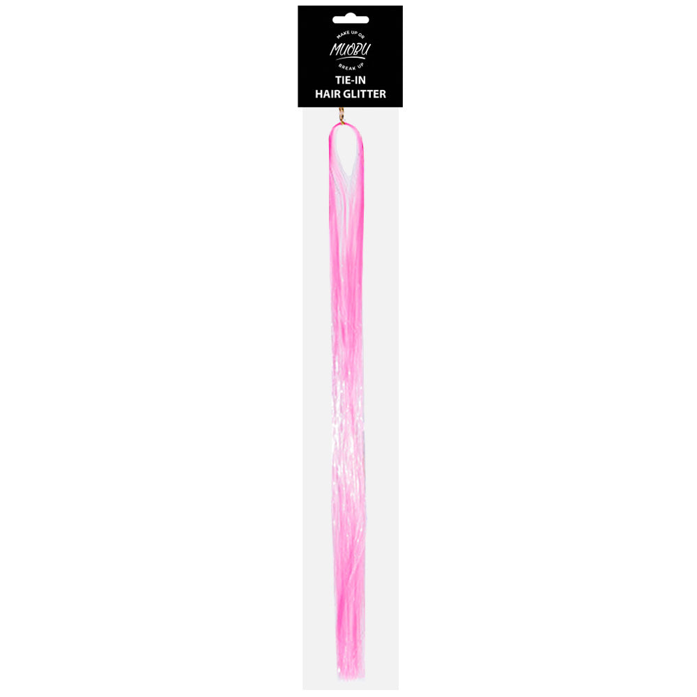 MUOBU Tie-In Holographic Hair Glitter Tinsel - Baby Pink