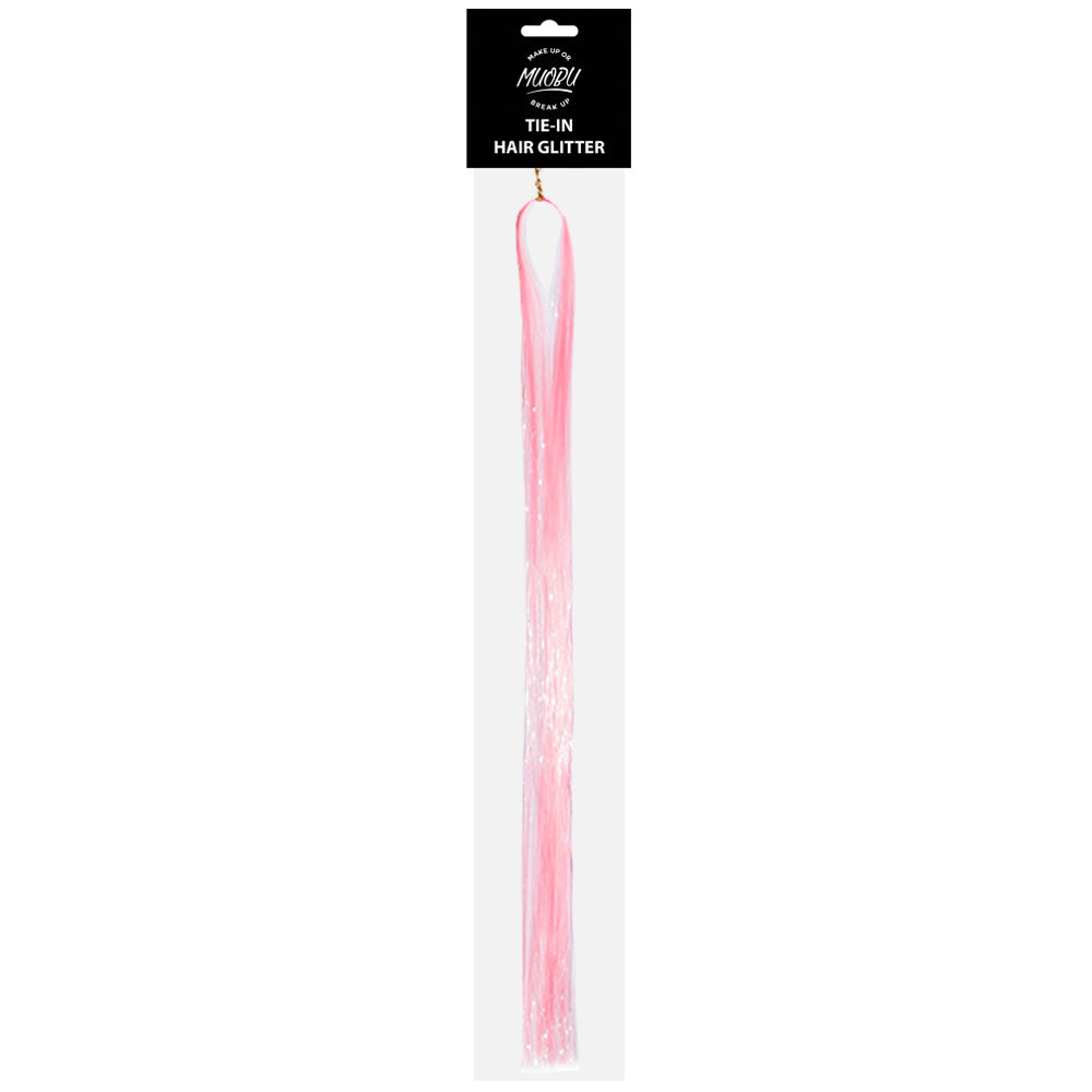 MUOBU Tie-In Iridescent Hair Glitter Tinsel - Coral Pink