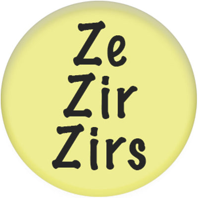 Pronoun Ze/Zir/Zirs Small Pin Badge (Yellow)
